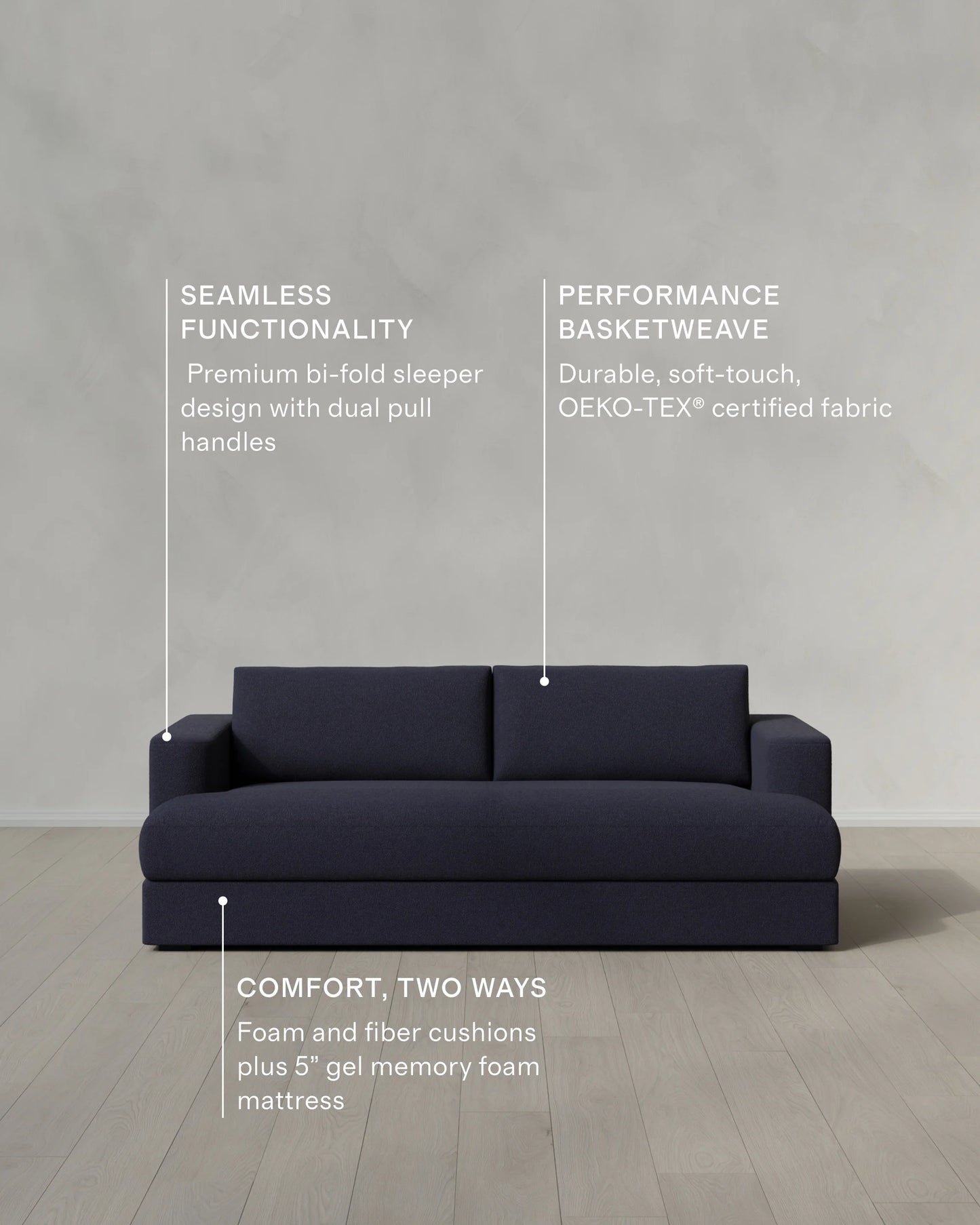 Sierra Curved Arm Sleeper Sofa in Performance Basketweave - One Size / Flax