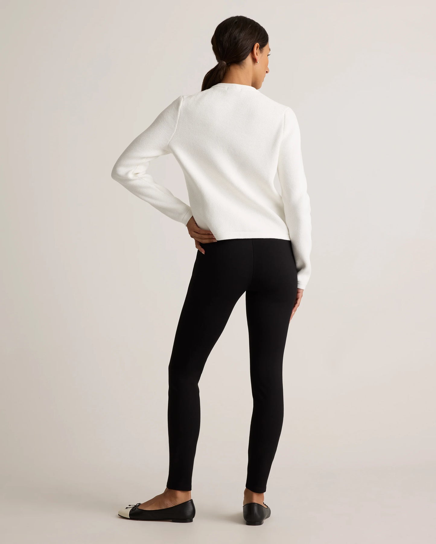 100% Organic Cotton Sweater Jacket - XS / Black/Ivory Colorblock
