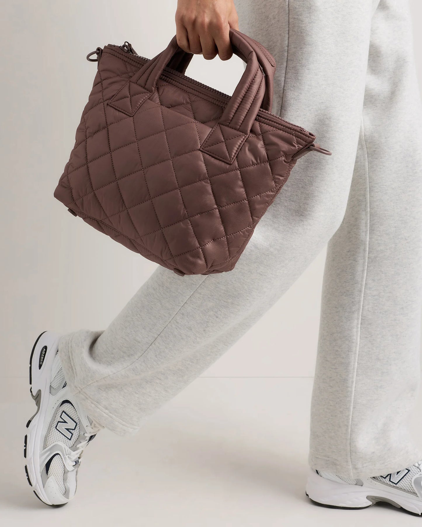 Transit Quilted Small Crossbody Tote - One Size / Taupe Brown