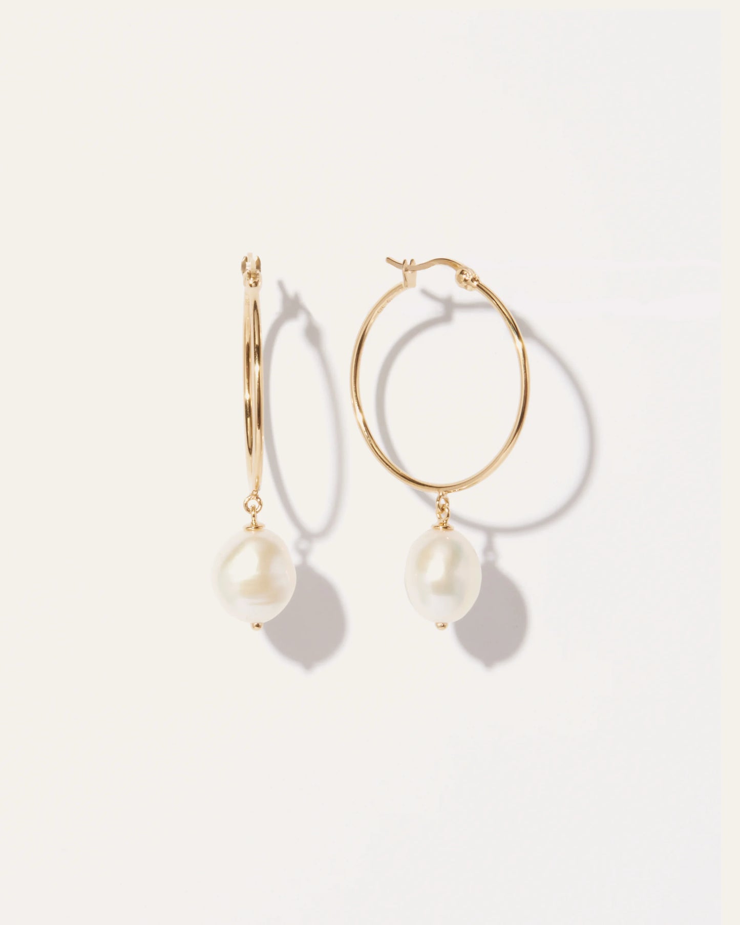 Large Organic Freshwater Cultured Pearl Hoops - One Size / Gold Vermeil