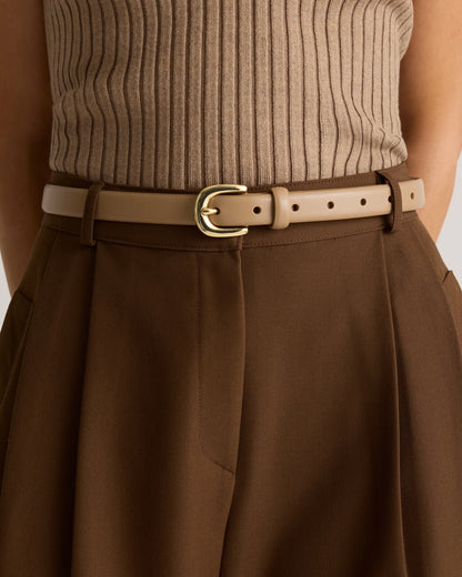 Sofia European Leather Skinny Belt - XS / Black