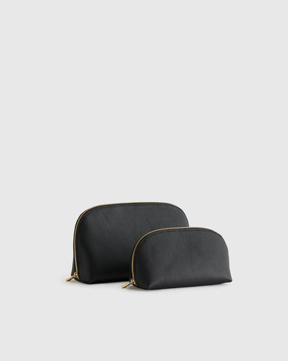 Italian Leather Pouch Travel Set - One Size / Deep Navy
