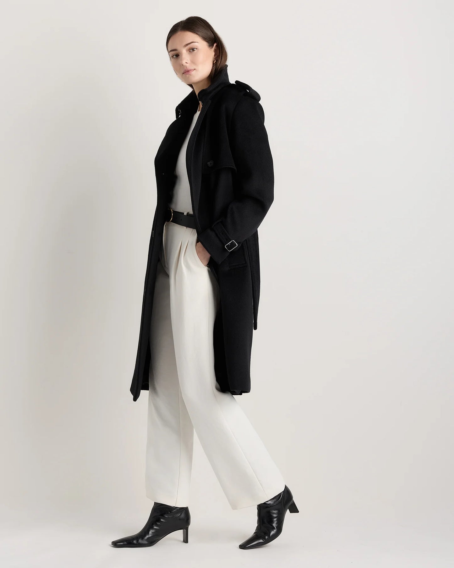 100% Mongolian Cashmere Trench Coat - XS / Heather Taupe