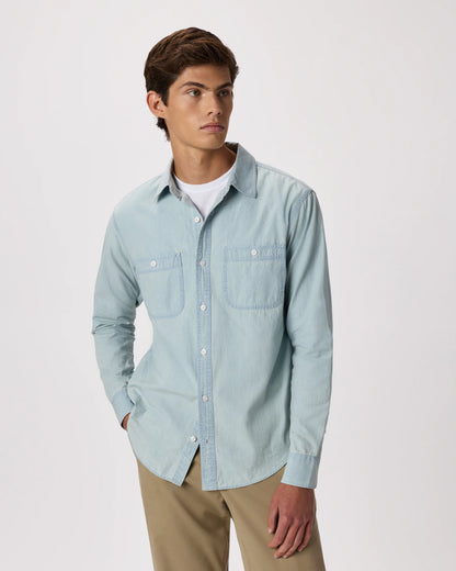 100% Organic Chambray Long Sleeve Shirt - S / Light Chambray