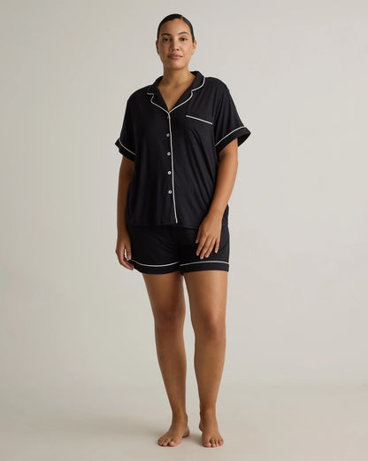 Bamboo Jersey Short Sleeve Pajama Set - XS / True Black