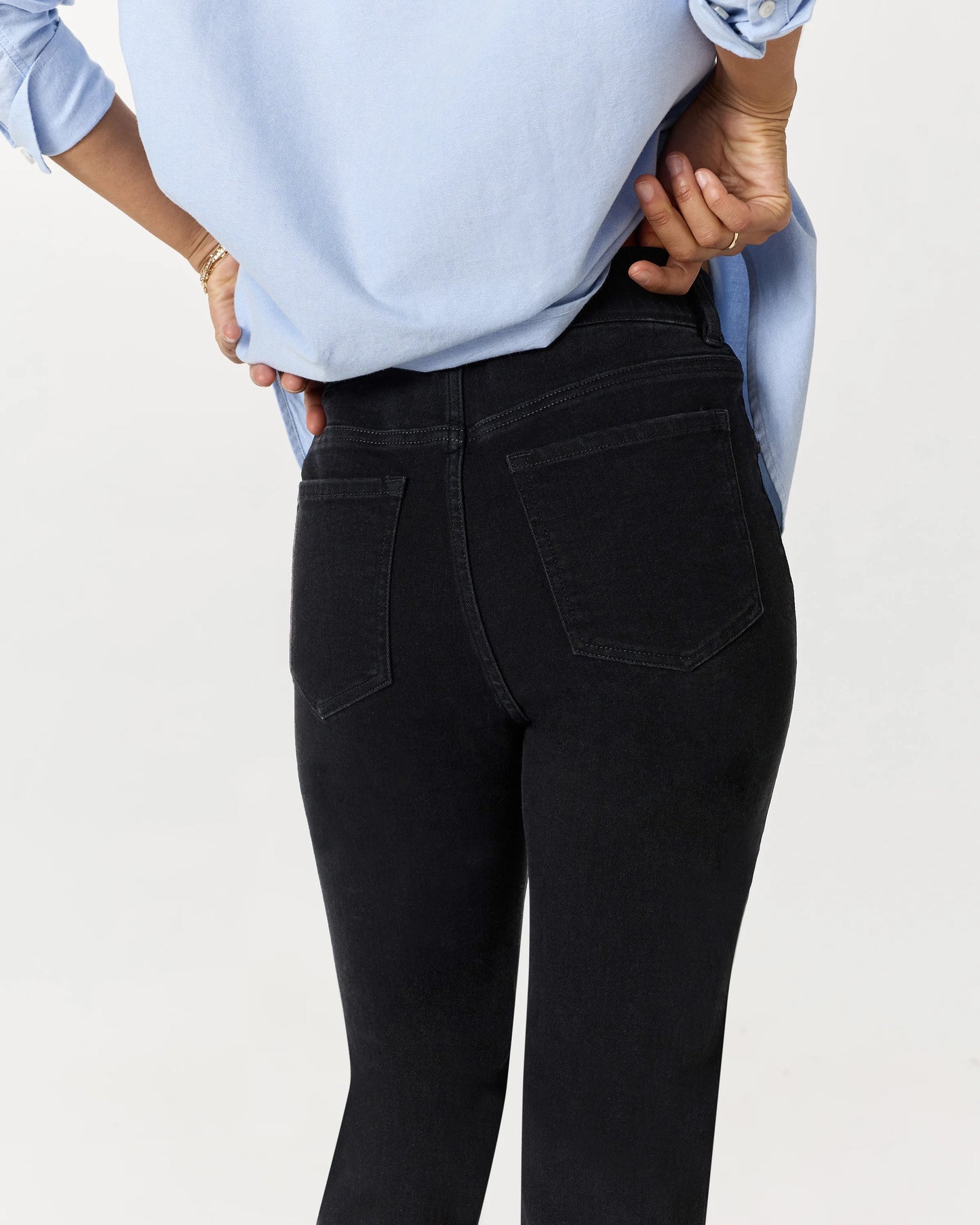Nina Stretch Pull-On Flare Jeans - XS / Raven Black