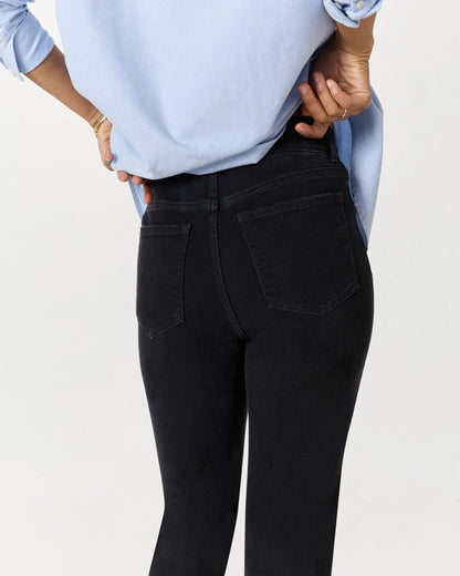 Nina Stretch Pull-On Flare Jeans - XS / Raven Black