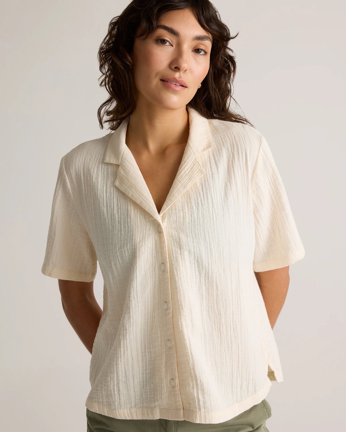 100% Organic Cotton Gauze Short Sleeve Shirt - XS / Amaranth Pink