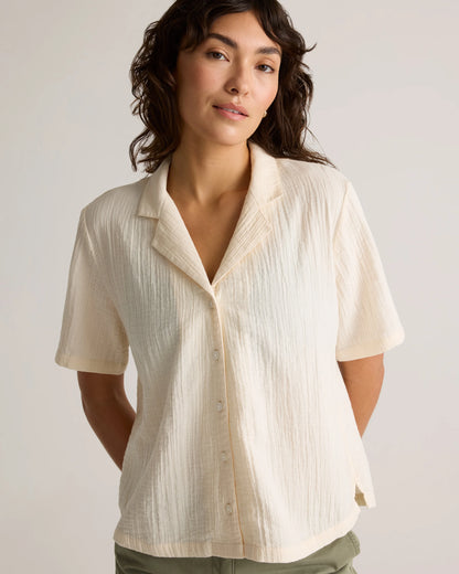 100% Organic Cotton Gauze Short Sleeve Shirt - XS / Amaranth Pink