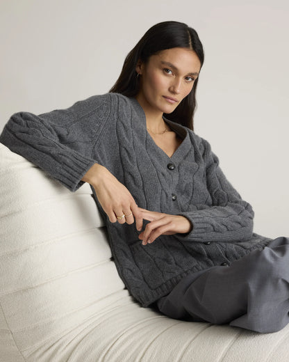 Luxe Baby Cashmere Cable Cardigan - XS / Pearled Ivory