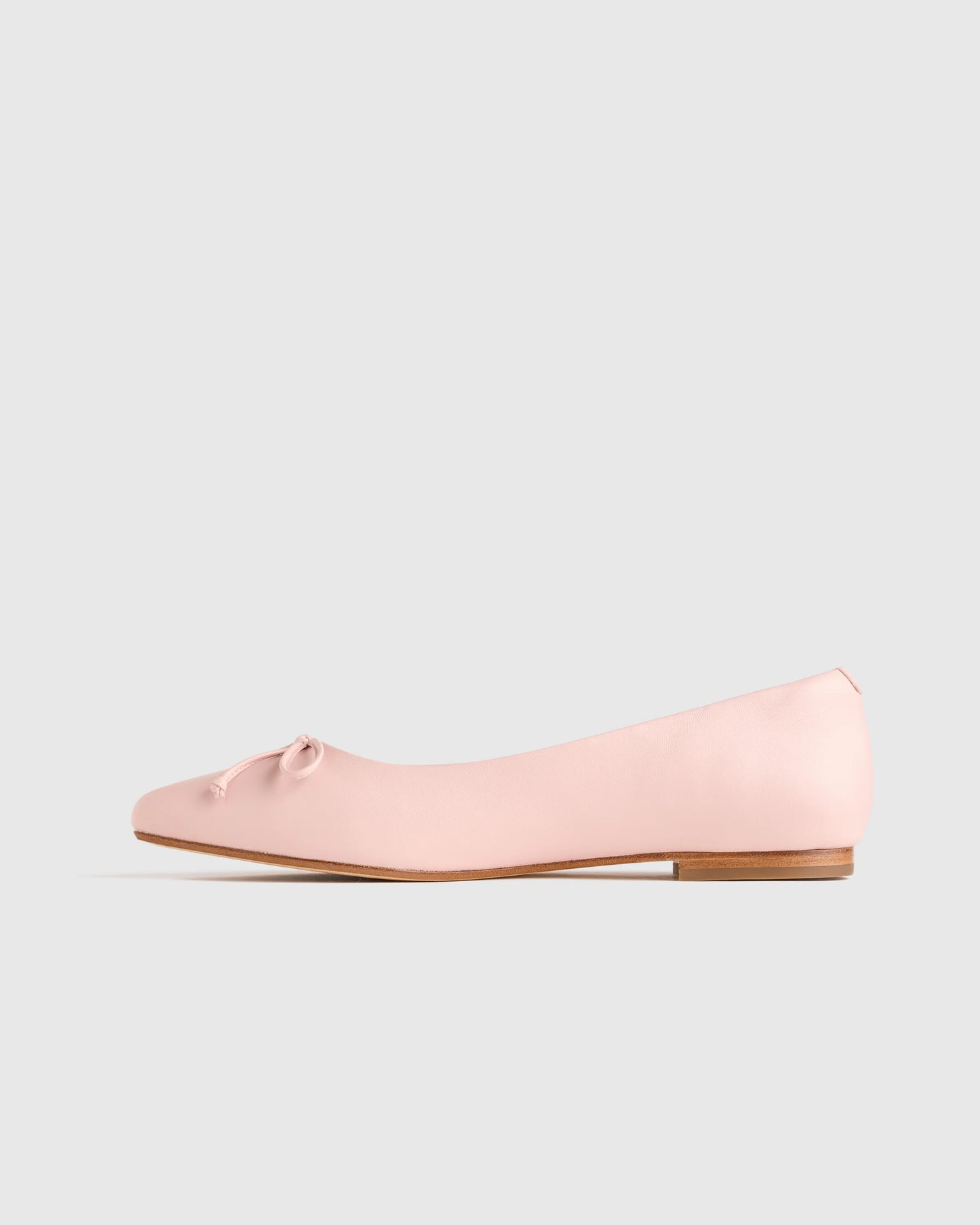 Italian Leather Pointed Bow Flat - 5 / Shell Pink