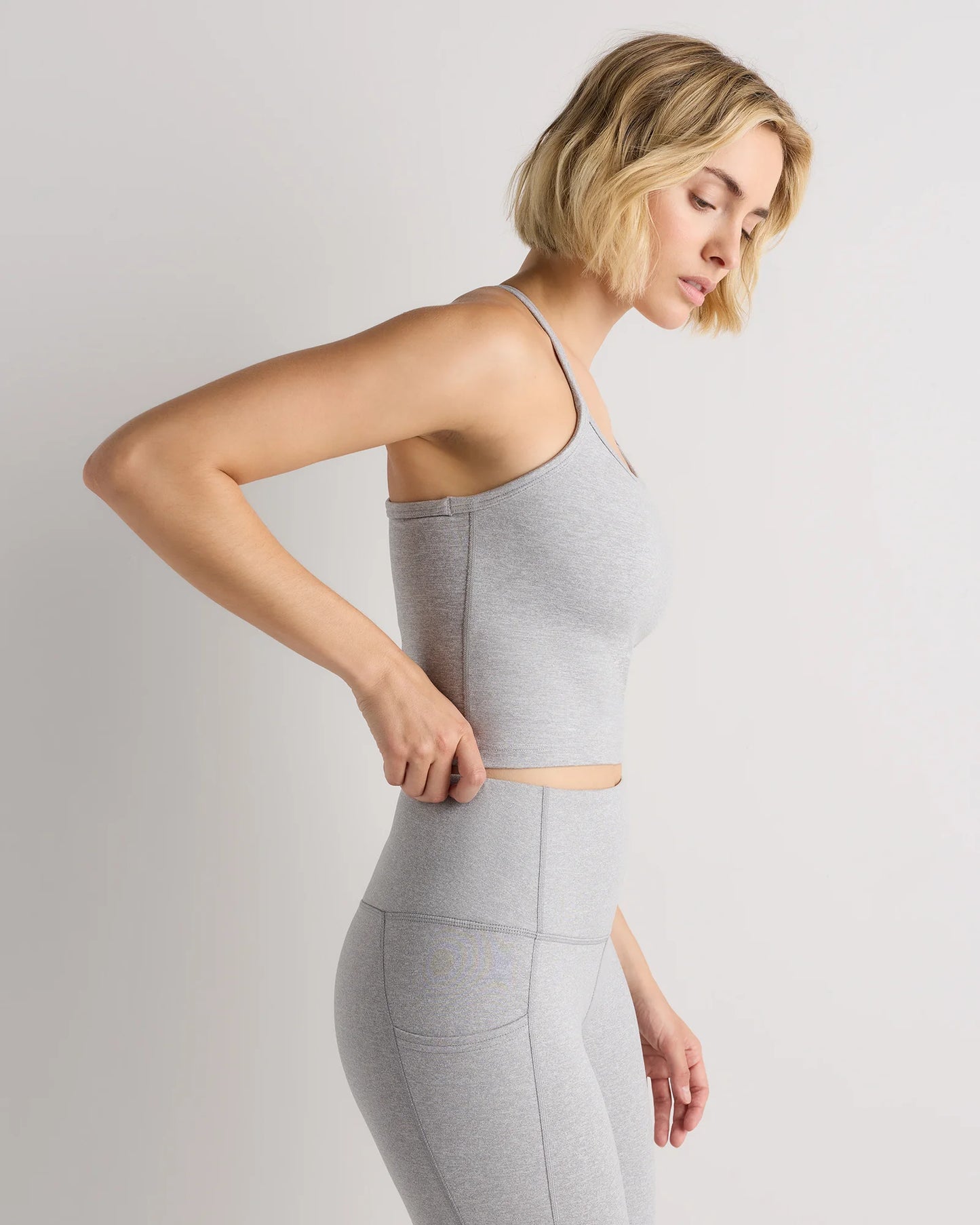 Ultra-Soft Y-Back Cropped Bra Tank - XS / Heather Black