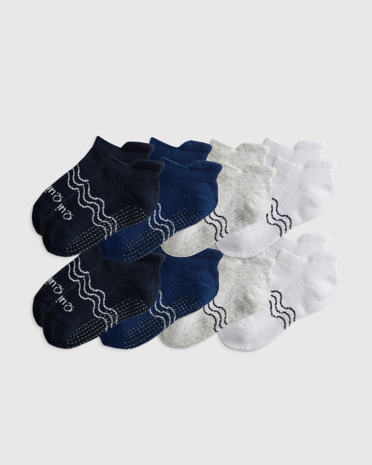 Organic Cotton Gripper Ankle Socks 8-Pack - 12M-24M / Pink/White Multi