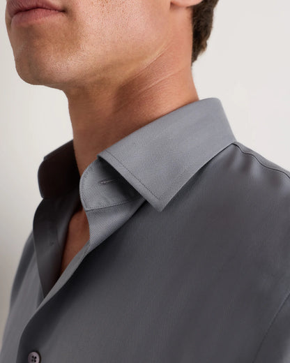Supima Cotton Herringbone Dress Shirt - S / Blue Stripe
