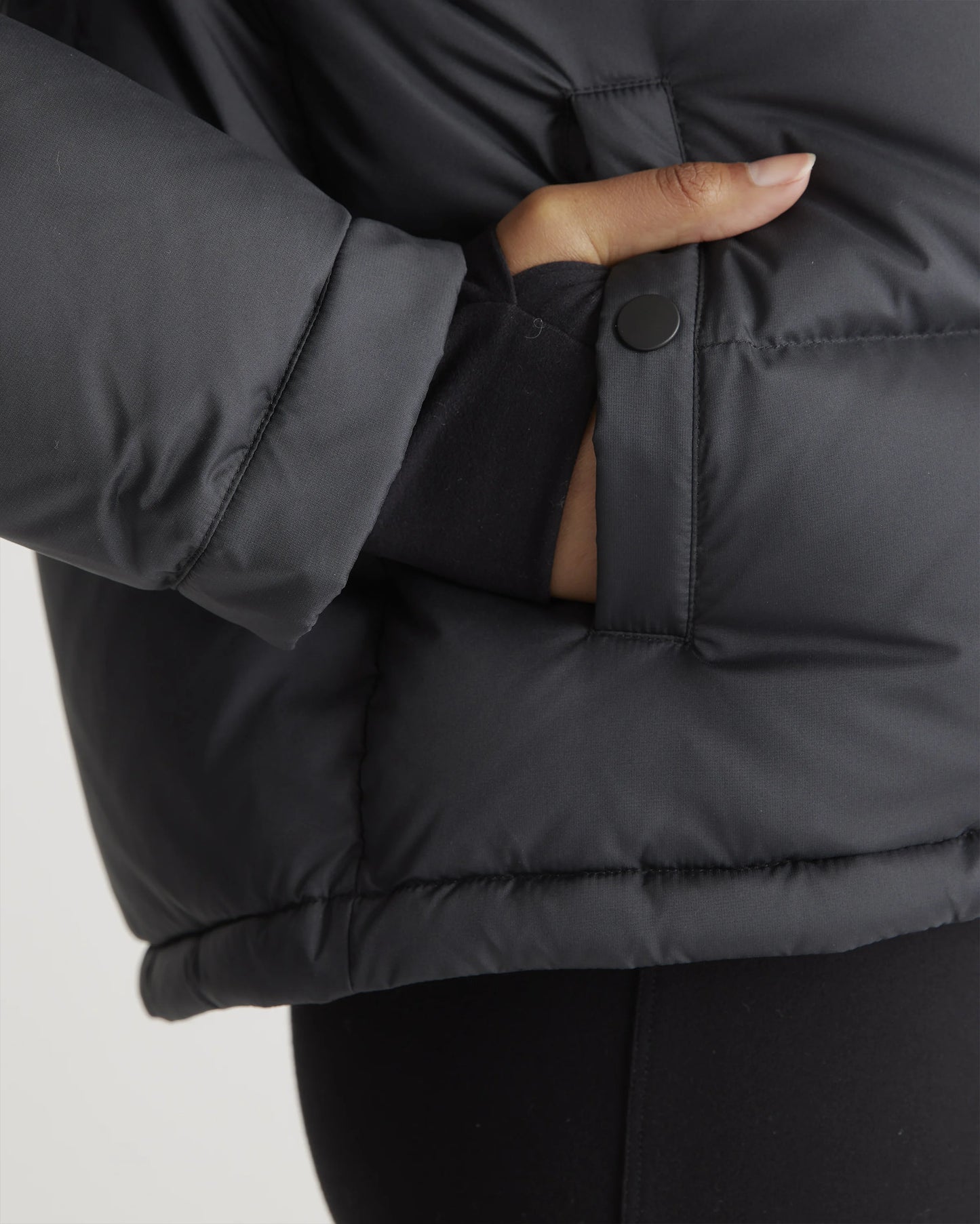 Responsible Down Cropped Puffer Jacket - XS / Shiny Black