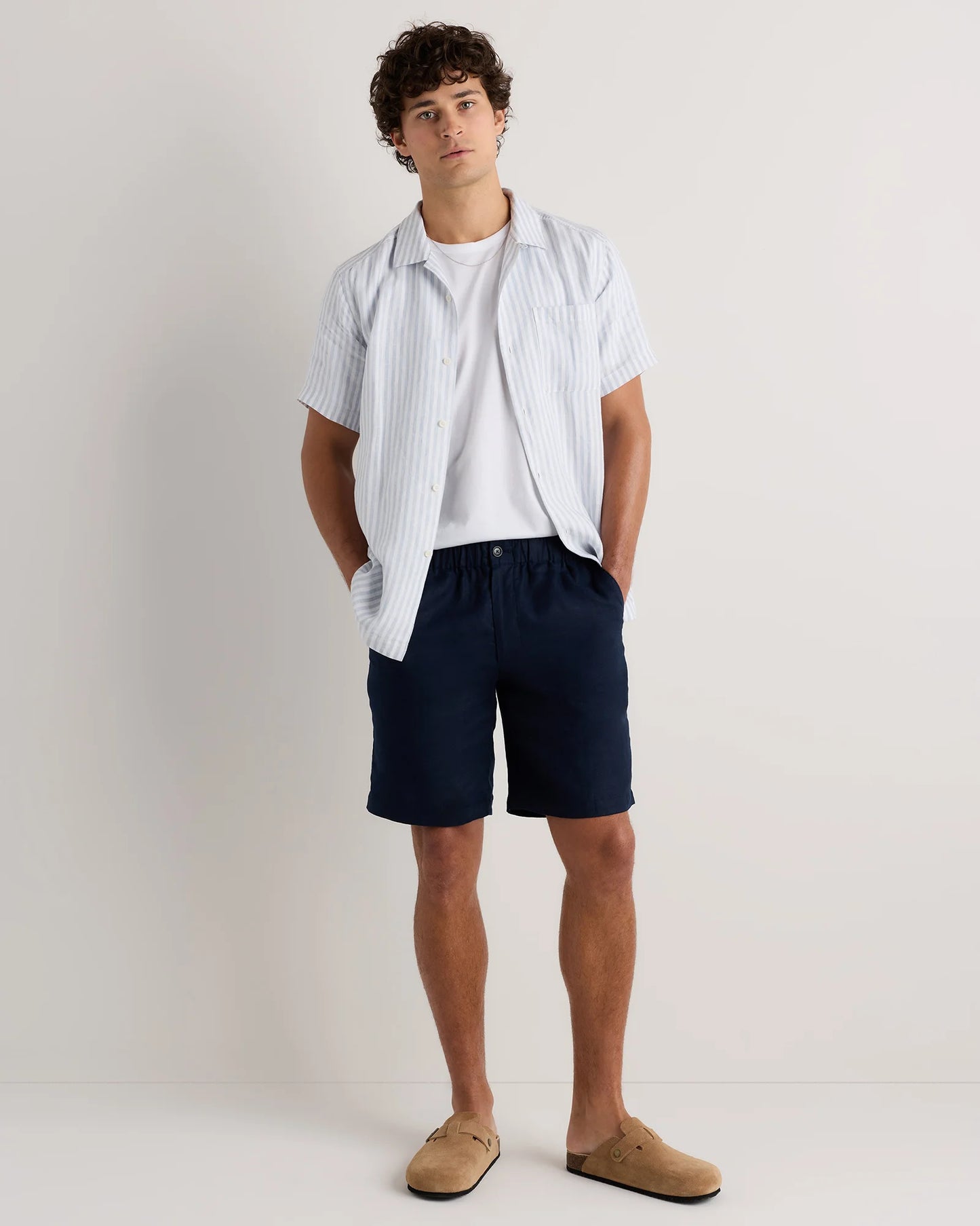 100% European Linen Shorts - 9" - S / Black