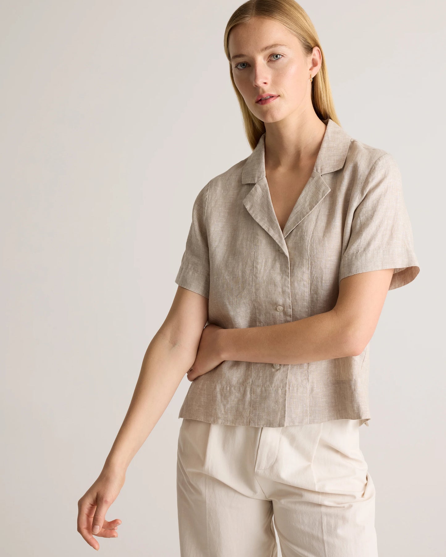 100% European Linen Short Sleeve Shirt - XS / Moonstone Blue