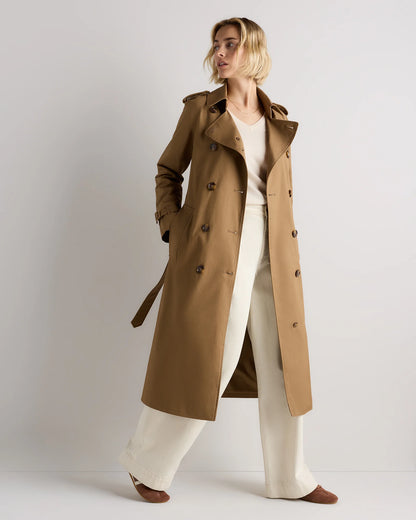 Comfort Stretch Long Trench Coat - XS / Dark Khaki