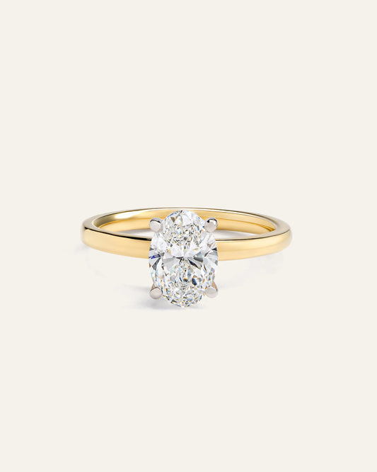 Lab Grown Diamond Oval Comfort Fit Engagement Ring - 1.50ct - 4 / Yellow Gold