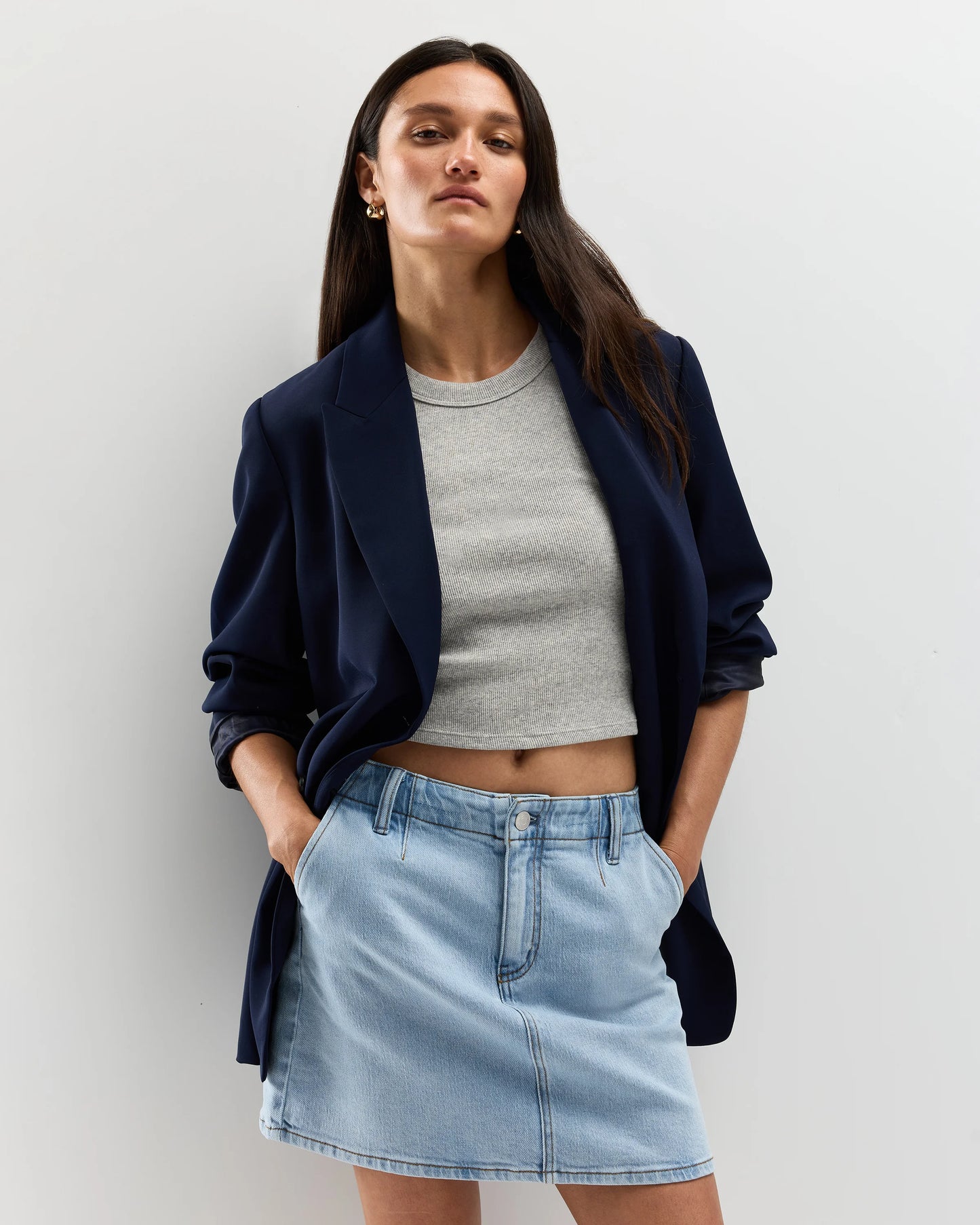 Stretch Denim Mini Skirt - 24 / Obsidian Blue
