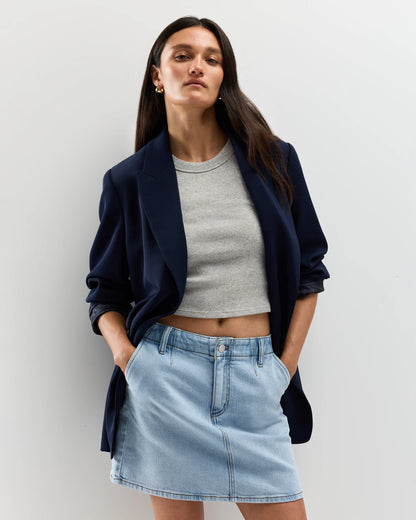 Stretch Denim Mini Skirt - 24 / Obsidian Blue