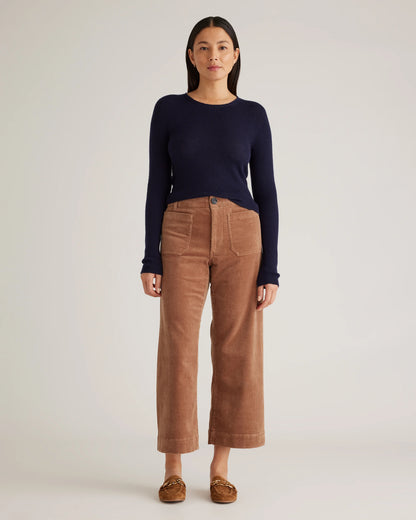 Organic Stretch Corduroy Cropped Wide Leg Pants - 0 / Black
