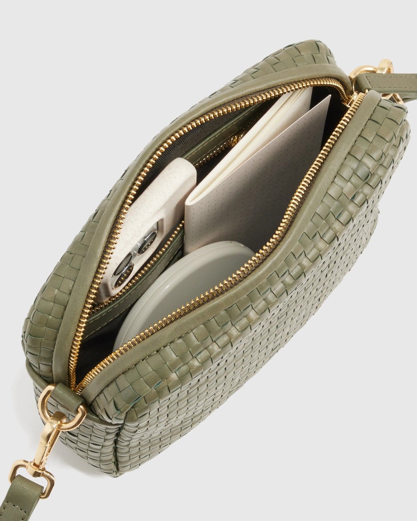 Italian Leather Handwoven Crossbody - One Size / Cognac