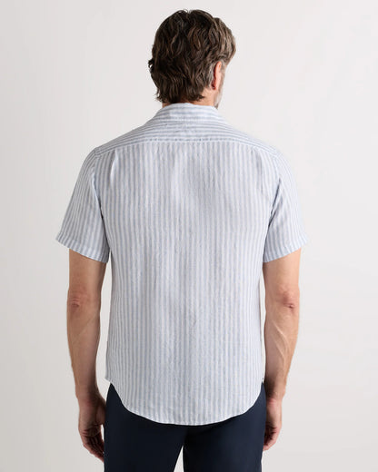 100% European Linen Relaxed Short Sleeve Shirt - XS / Taupe Brown Chambray