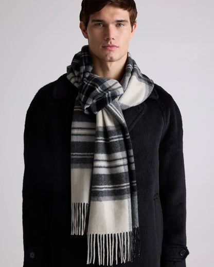 Mongolian Cashmere Tartan Scarf - One Size / Neutral Tartan