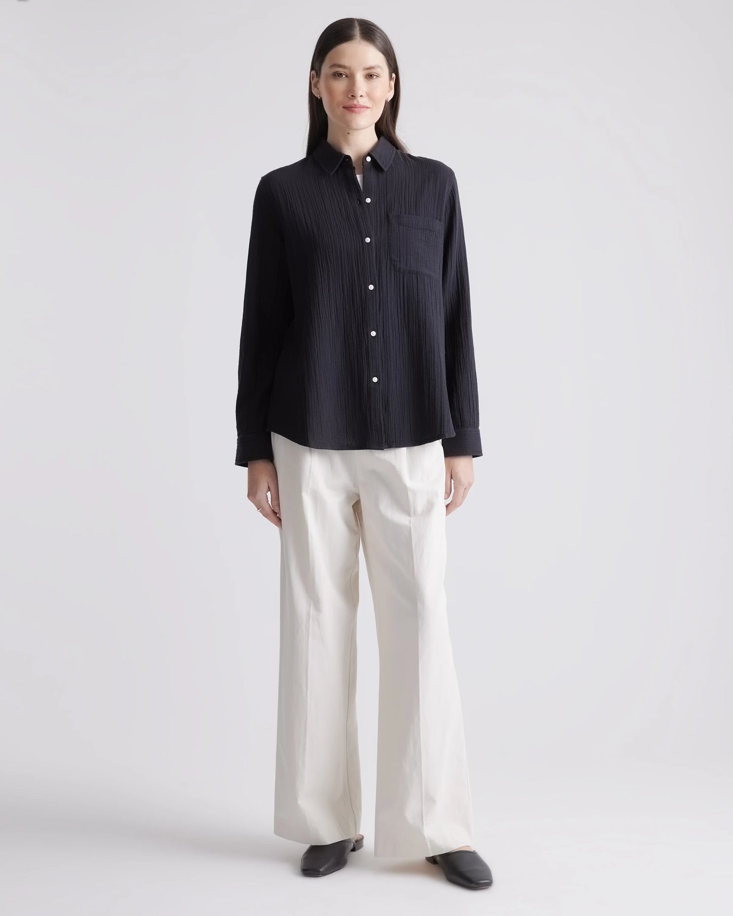 100% Organic Cotton Gauze Long Sleeve Shirt - XS / Khaki Gingham