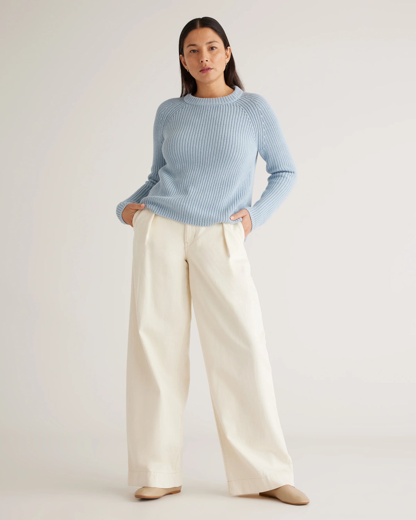 100% Organic Cotton Fisherman Crew Sweater - XS / Sapphire Blue