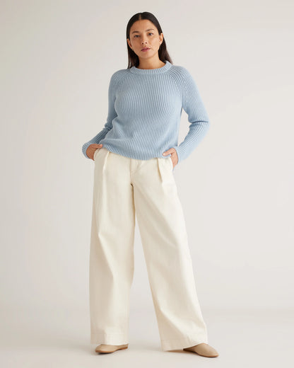 100% Organic Cotton Fisherman Crew Sweater - XS / Sapphire Blue