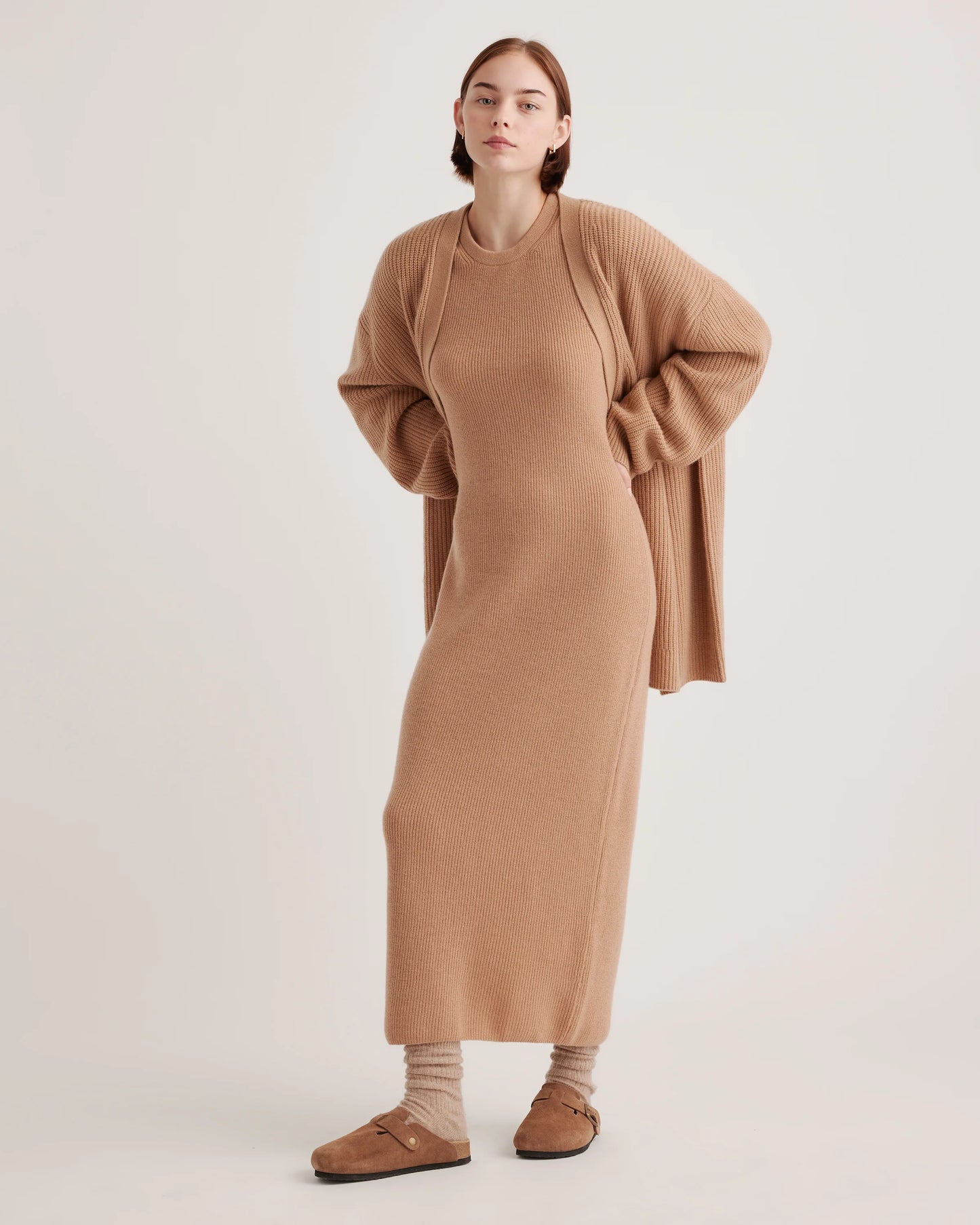 Water Repellent Suede Clog Mule - 5 / Dune