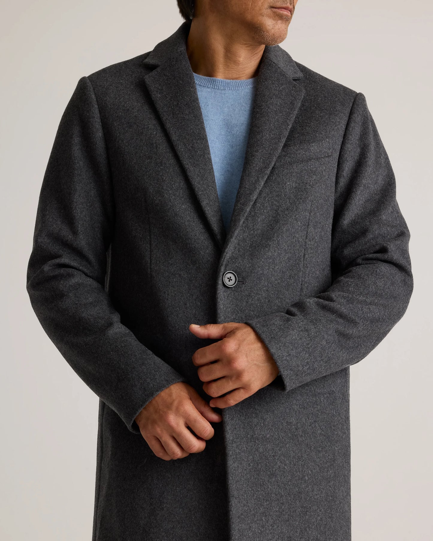 Italian Wool Overcoat - S / Heather Charcoal