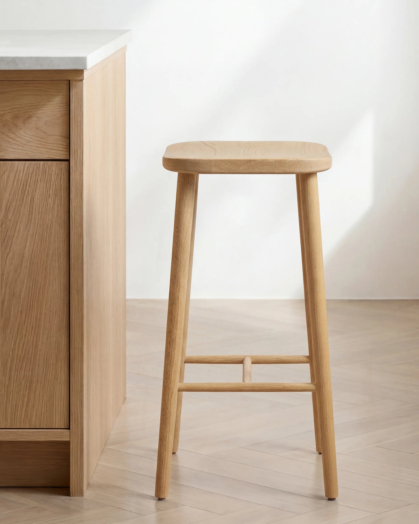 Solid Oak Backless Counter Stool - Counter Stool / Light Oak