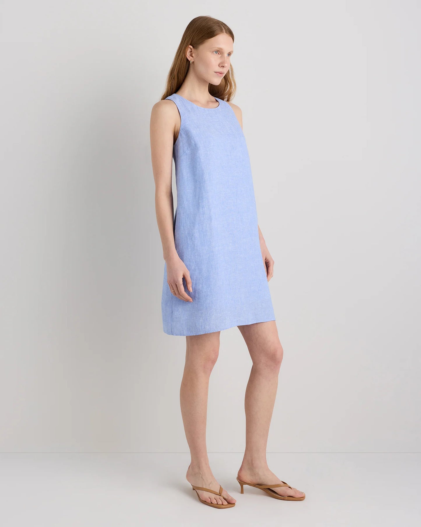 100% European Linen Tank Mini Dress - XS / Martini Olive
