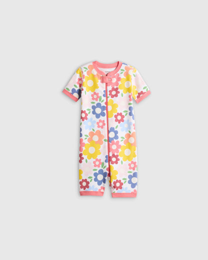 100% Organic Cotton Shortie Onesie Pajama - 2T / Navy Stripe