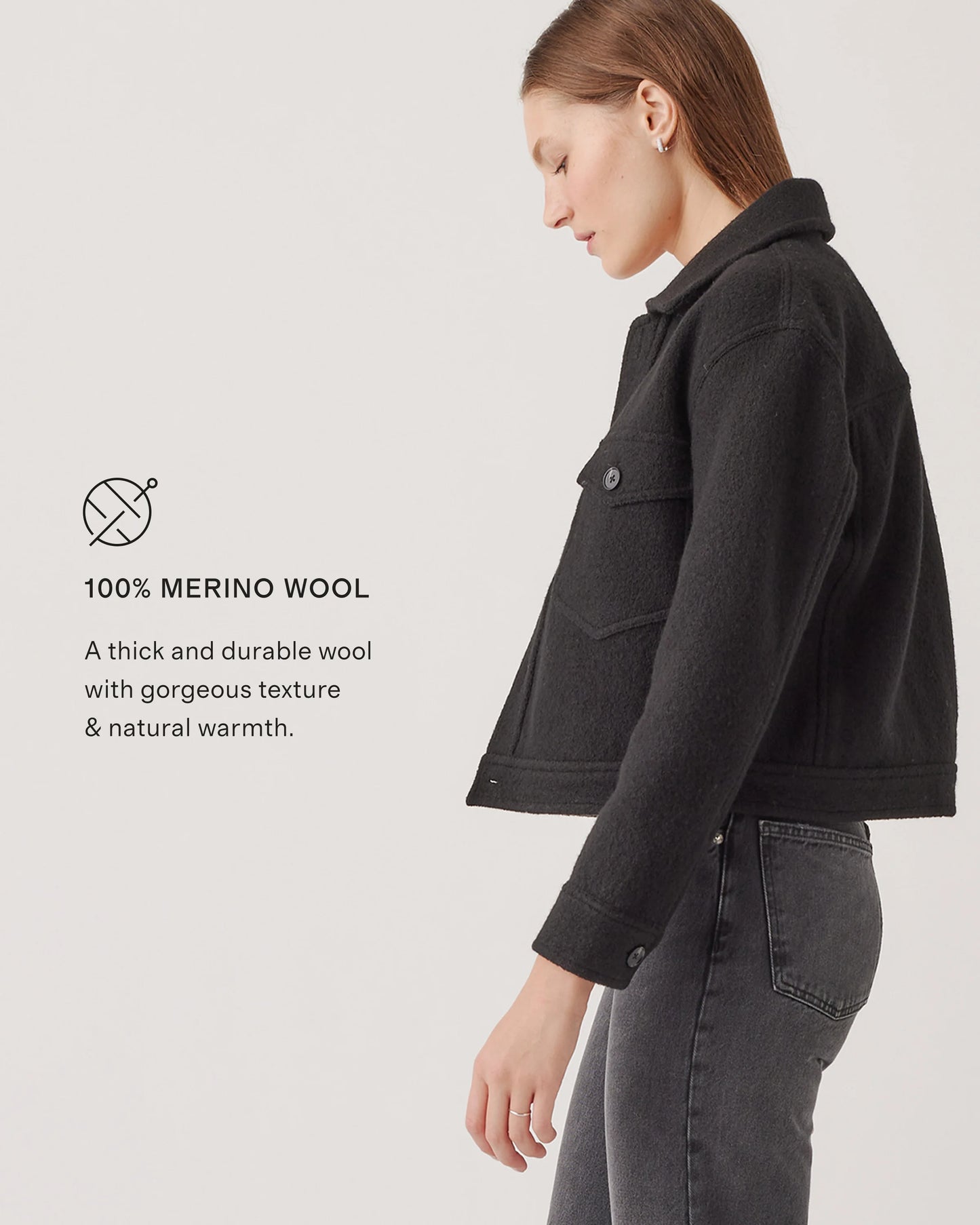 100% Merino Wool Cropped Shirt Jacket - XS / Mulled Wine