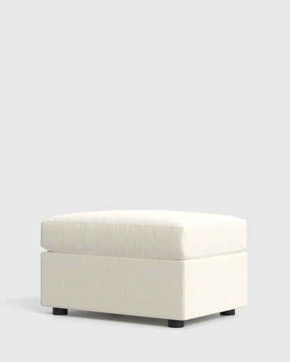 Brennan Ottoman in Performance Chenille Linen Blend - One Size / Snow