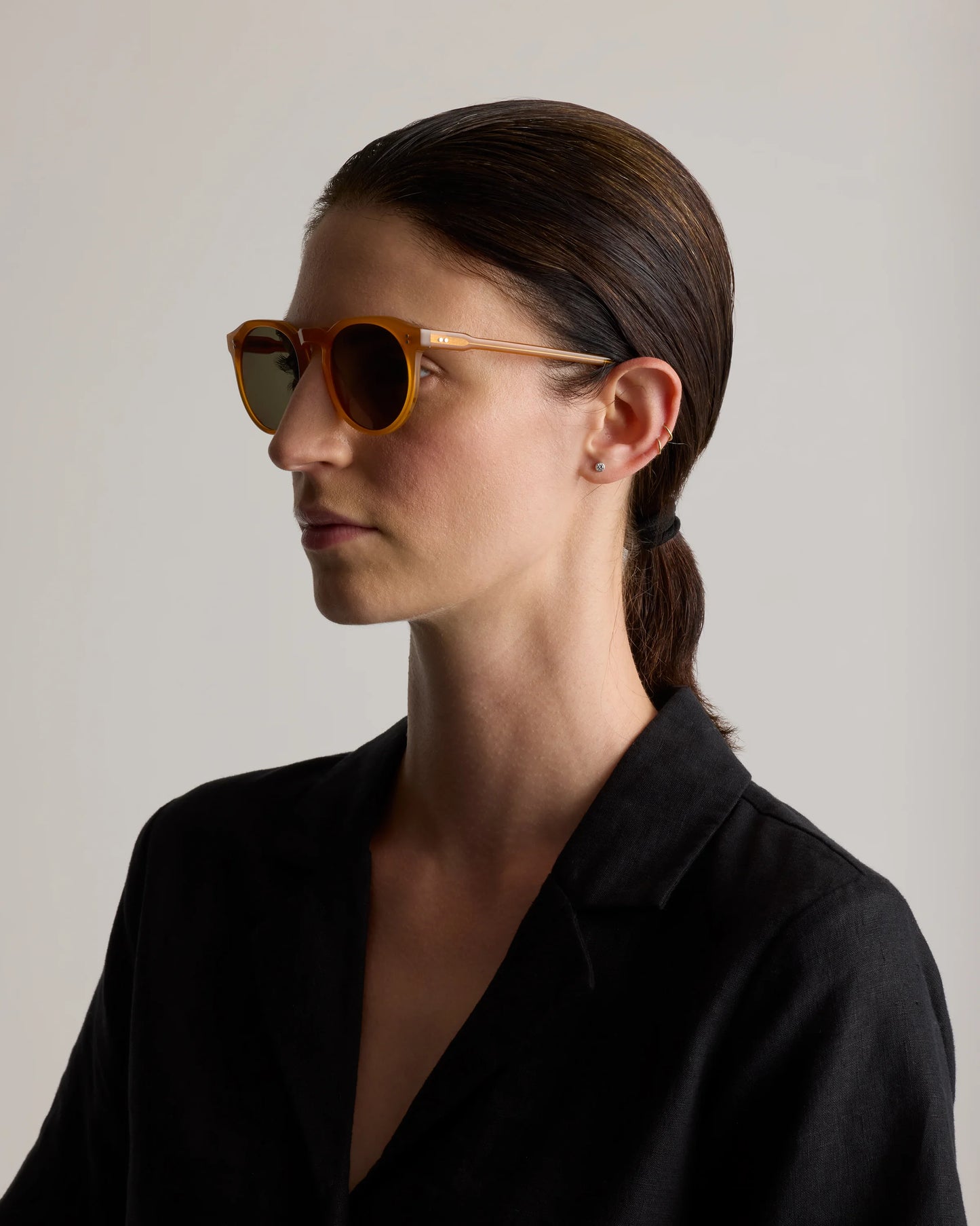 Tahiti Polarized Acetate Sunglasses - One Size / Clear Taupe with Brown lens