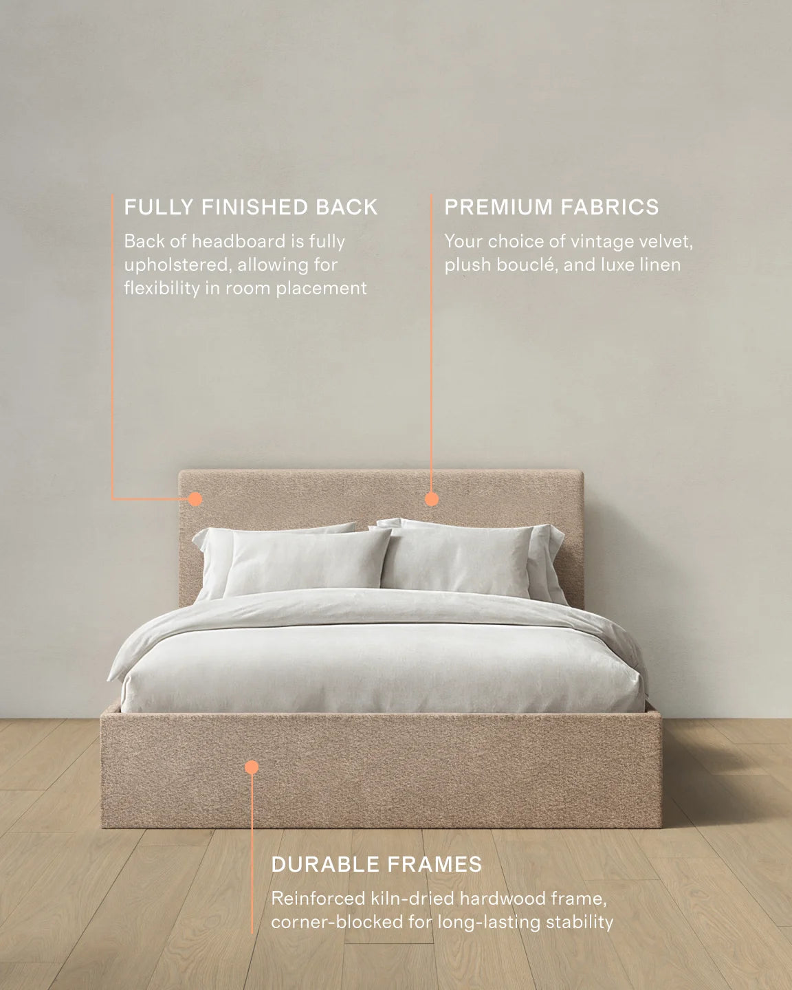 Plush Boucle Square Bed - Full / Ivory