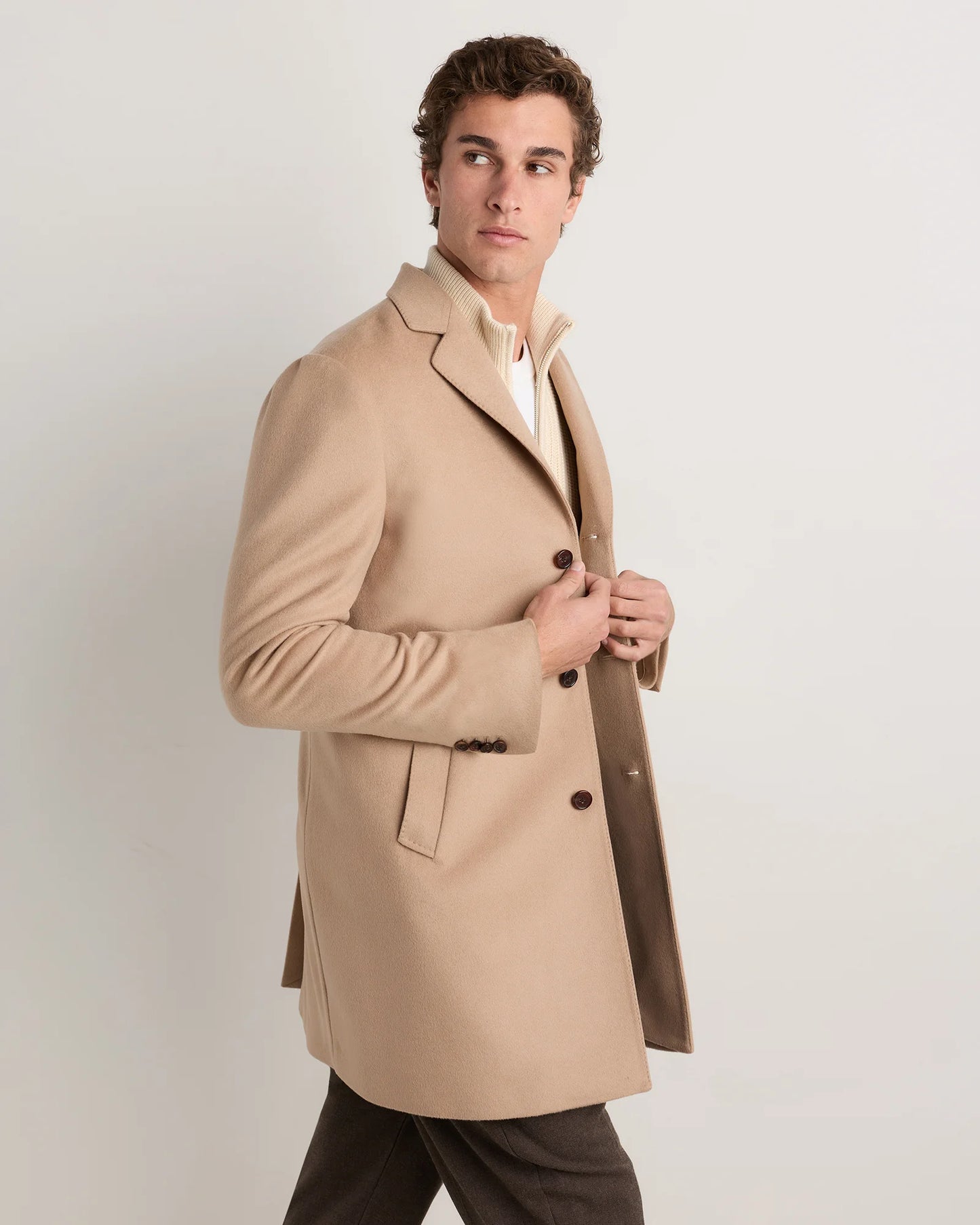 100% Mongolian Cashmere Car Coat - S / Camel