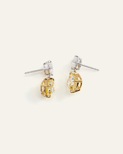 14K Gold Yellow Lab Grown Diamond Cushion Drop Earrings - One Size / No Color