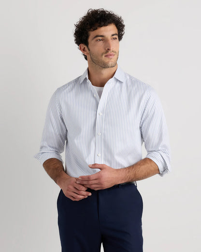 Organic Cotton Stretch Twill Dress Shirt - S / Grey Stripe