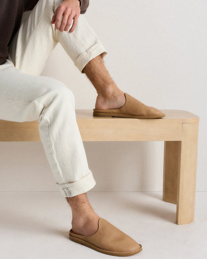 Italian Leather Mule Slip-On - 7 / Sand