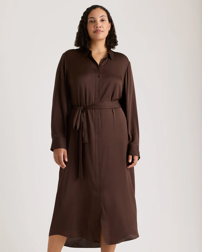 Washable Stretch Silk Maxi Shirt Dress - XS / Moonstone Blue