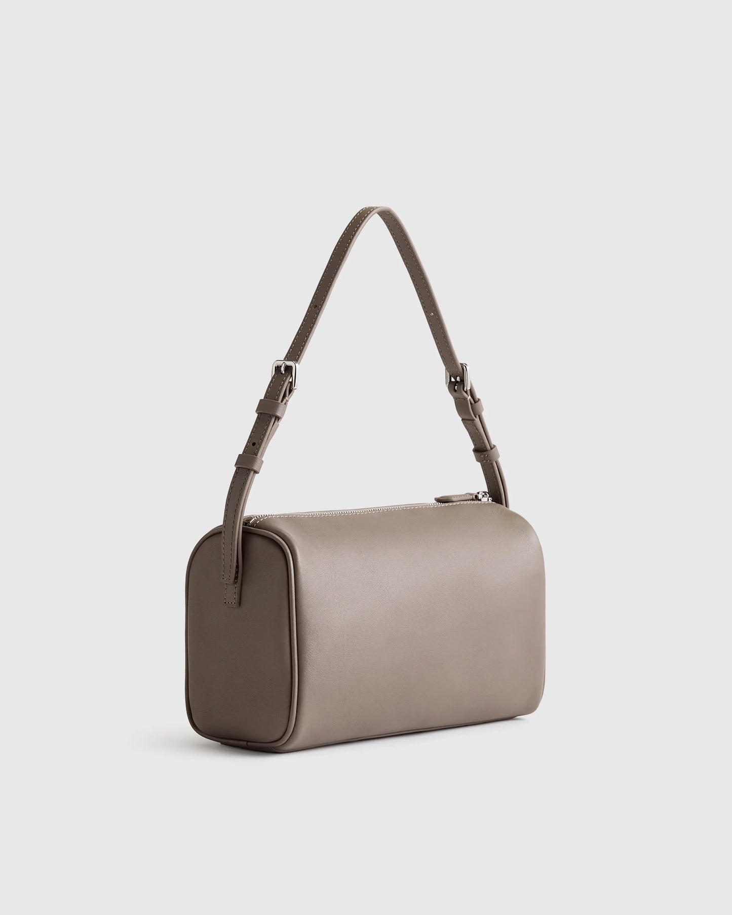 Italian Leather Mini Barrel Shoulder Bag - One Size / Dark Brown