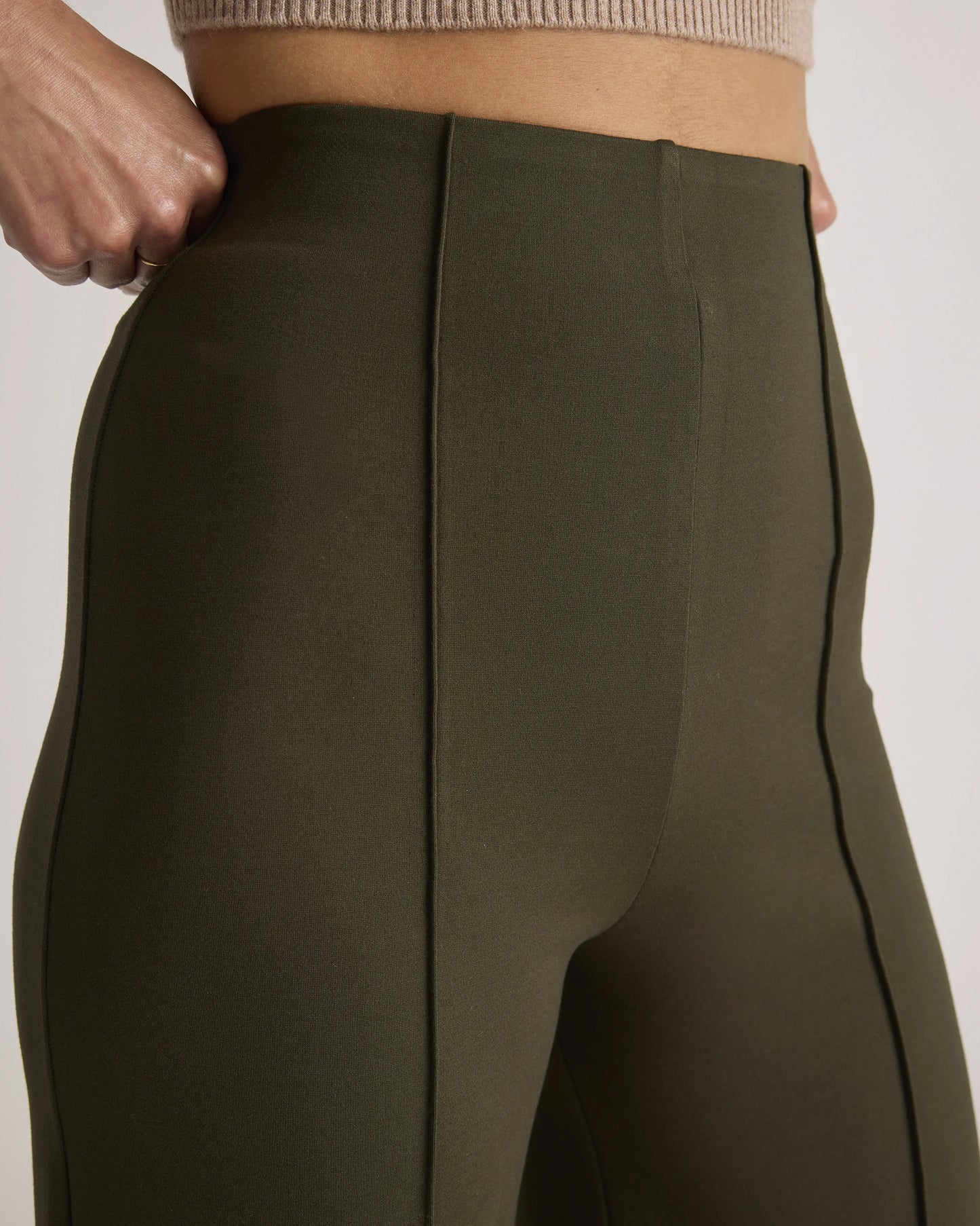 Ultra-Stretch Ponte Super Wide Leg Ankle Pants - XS / Olive