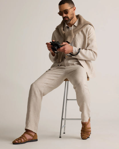 100% European Linen Pants - S / Bayberry Olive
