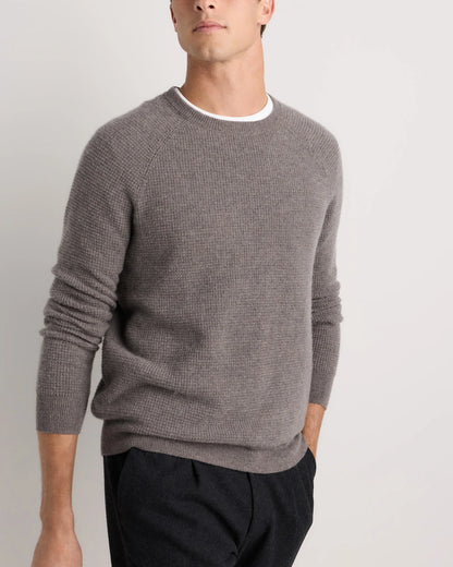 Mongolian Cashmere Waffle Sweatshirt - S / Faded Denim
